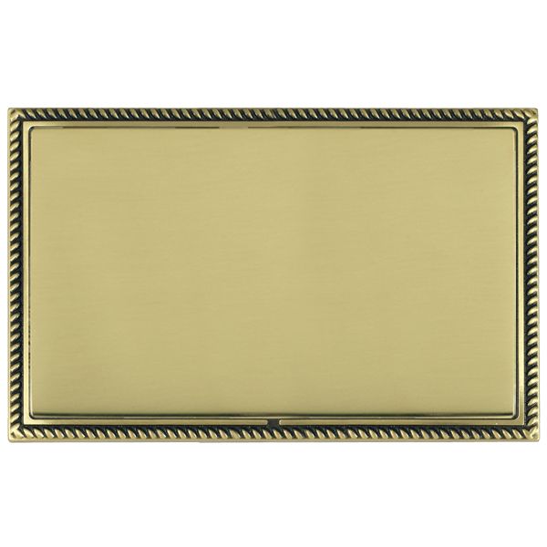 Linea-Georgian CFX Antique Brass Frame/Polished Brass Front Double Blank Plate