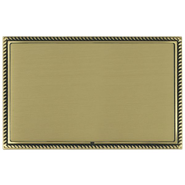 Linea-Georgian CFX Antique Brass Frame/Satin Brass Front Double Blank Plate