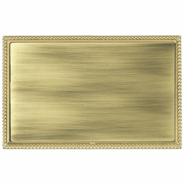 Linea-Georgian CFX Polished Brass Frame/Antique Brass Front Double Blank Plate