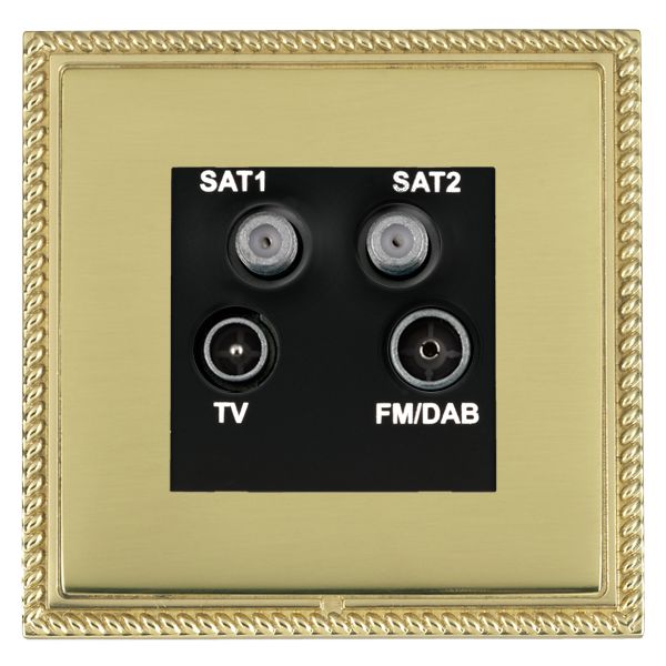 Linea-Georgian CFX Polished Brass Frame/Polished Brass Front Non-Isolated TV+FM+SAT1+SAT2 Quadplexer 2in/4out (DAB Compatible) Black