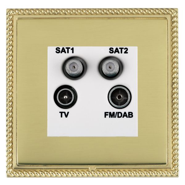 Linea-Georgian CFX Polished Brass Frame/Polished Brass Front Non-Isolated TV+FM+SAT1+SAT2 Quadplexer 2in/4out (DAB Compatible) White