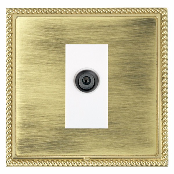 Linea-Georgian CFX Polished Brass Frame/Antique Brass Front 1 gang Non-Isolated Digital Satellite (DAB Compatible) White