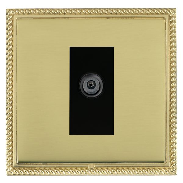 Linea-Georgian CFX Polished Brass Frame/Polished Brass Front 1 gang Non-Isolated Digital Satellite (DAB Compatible) Black