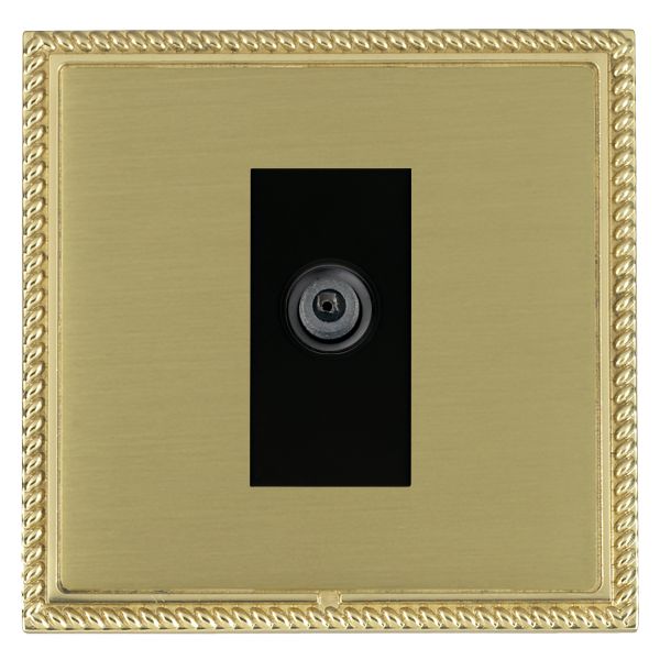 Linea-Georgian CFX Polished Brass Frame/Satin Brass Front 1 gang Non-Isolated Digital Satellite (DAB Compatible) Black