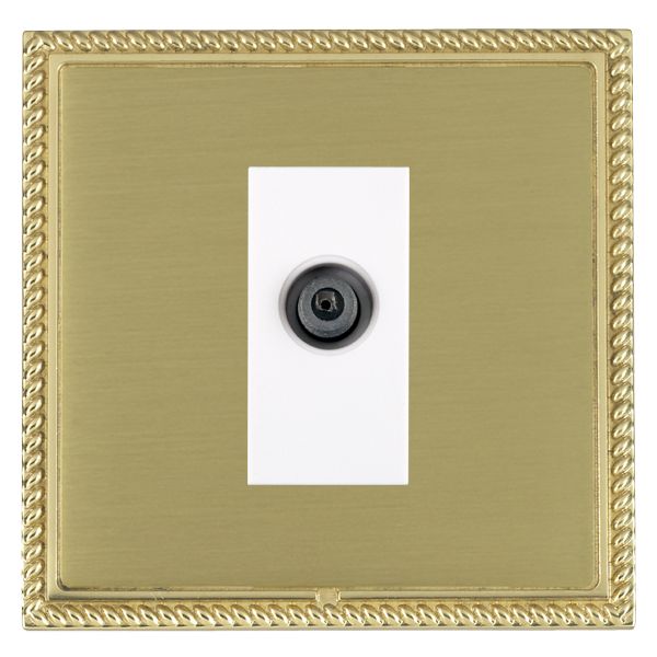 Linea-Georgian CFX Polished Brass Frame/Satin Brass Front 1 gang Non-Isolated Digital Satellite (DAB Compatible) White