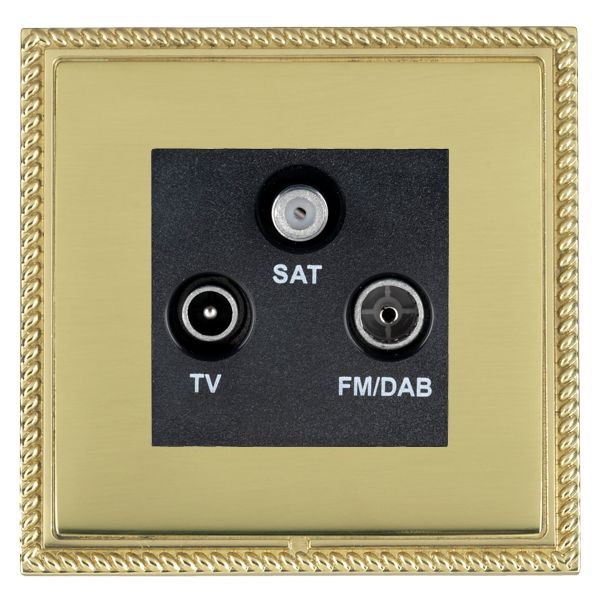 Linea-Georgian CFX Polished Brass Frame/Polished Brass Front Non-Isolated TV+FM+SAT Triplexer 1in/3out (DAB Compatible) Black