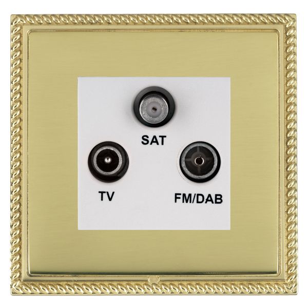 Linea-Georgian CFX Polished Brass Frame/Polished Brass Front Non-Isolated TV+FM+SAT Triplexer 1in/3out (DAB Compatible) White