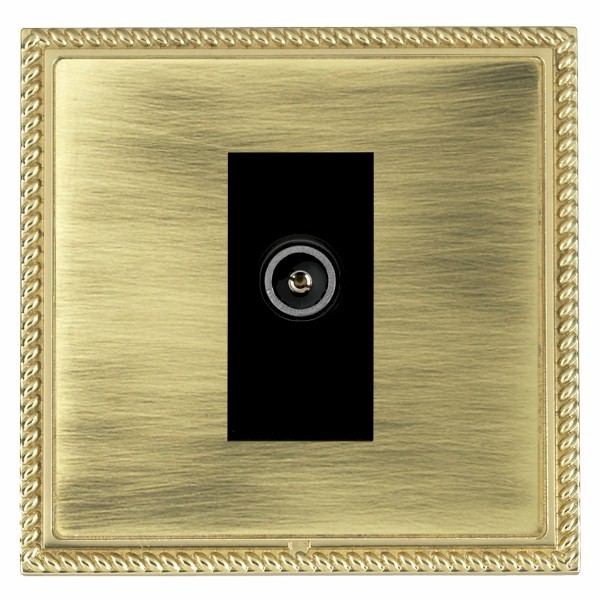 Linea-Georgian CFX Polished Brass Frame/Antique Brass Front 1 gang Non-Isolated TV (Female) (DAB Compatible) Black