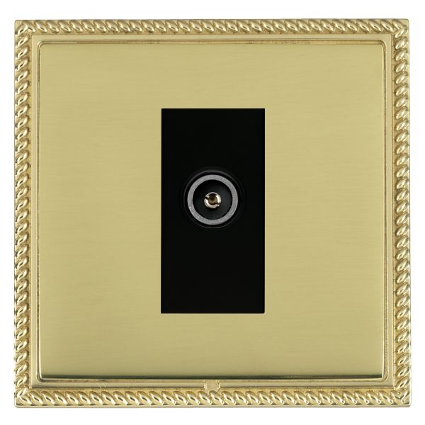 Linea-Georgian CFX Polished Brass Frame/Polished Brass Front 1 gang Non-Isolated TV (Female) (DAB Compatible) Black