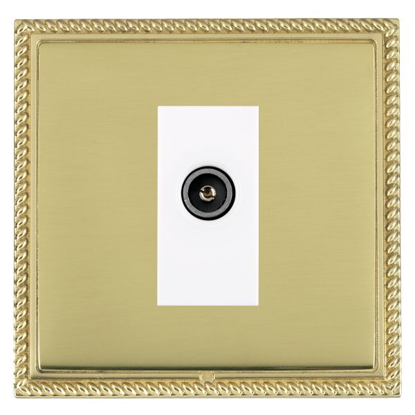 Linea-Georgian CFX Polished Brass Frame/Polished Brass Front 1 gang Non-Isolated TV (Female) (DAB Compatible) White