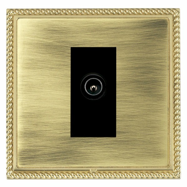 Linea-Georgian CFX Polished Brass Frame/Antique Brass Front 1 gang Non-Isolated TV (Male) (DAB Compatible) Black