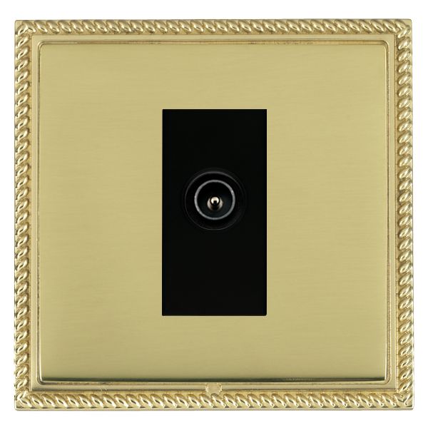 Linea-Georgian CFX Polished Brass Frame/Polished Brass Front 1 gang Non-Isolated TV (Male) (DAB Compatible) Black