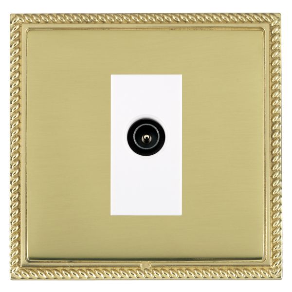 Linea-Georgian CFX Polished Brass Frame/Polished Brass Front 1 gang Non-Isolated TV (Male) (DAB Compatible) White
