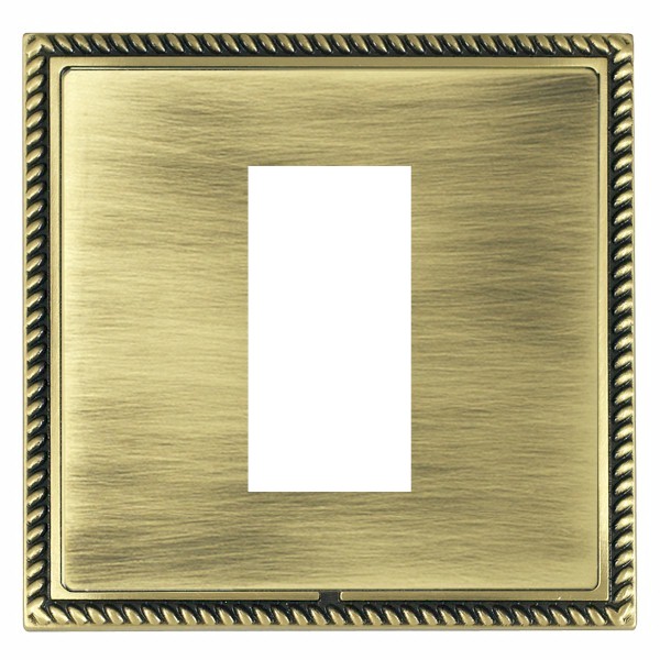 Linea-Georgian CFX EuroFix Antique Brass Frame/Antique Brass Front Single Plate complete with 1 EuroFix Aperture 25x50mm and Grid