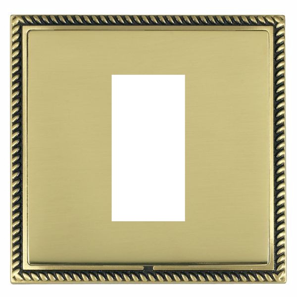 Linea-Georgian CFX EuroFix Antique Brass Frame/Polished Brass Front Single Plate complete with 1 EuroFix Aperture 25x50mm and Grid