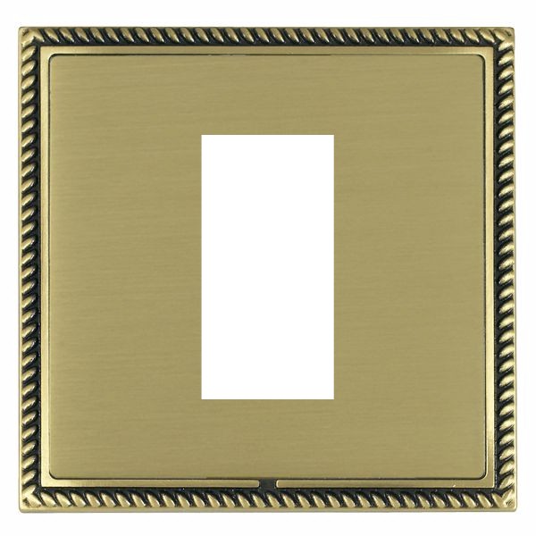 Linea-Georgian CFX EuroFix Antique Brass Frame/Satin Brass Front Single Plate complete with 1 EuroFix Aperture 25x50mm and Grid
