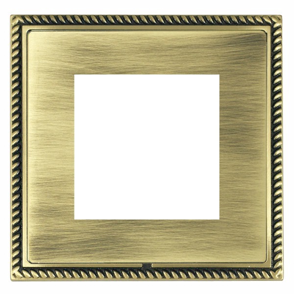 Linea-Georgian CFX EuroFix Antique Brass Frame/Antique Brass Front Single Plate complete with 2 EuroFix Apertures 50x50mm and Grid