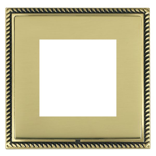 Linea-Georgian CFX EuroFix Antique Brass Frame/Polished Brass Front Single Plate complete with 2 EuroFix Apertures 50x50mm and Grid