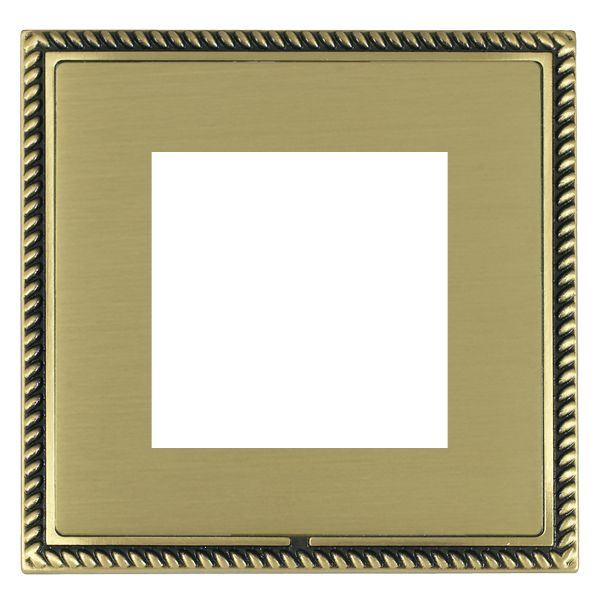 Linea-Georgian CFX EuroFix Antique Brass Frame/Satin Brass Front Single Plate complete with 2 EuroFix Apertures 50x50mm and Grid