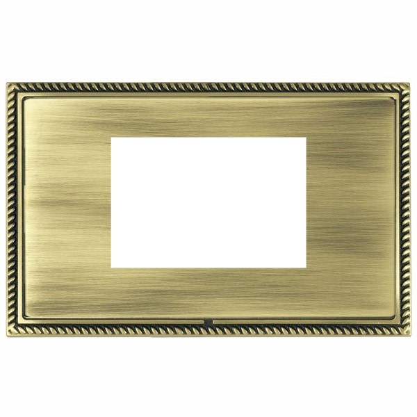 Linea-Georgian CFX EuroFix Antique Brass Frame/Antique Brass Front Double Plate complete with 3 EuroFix Apertures 75x50mm and Grid