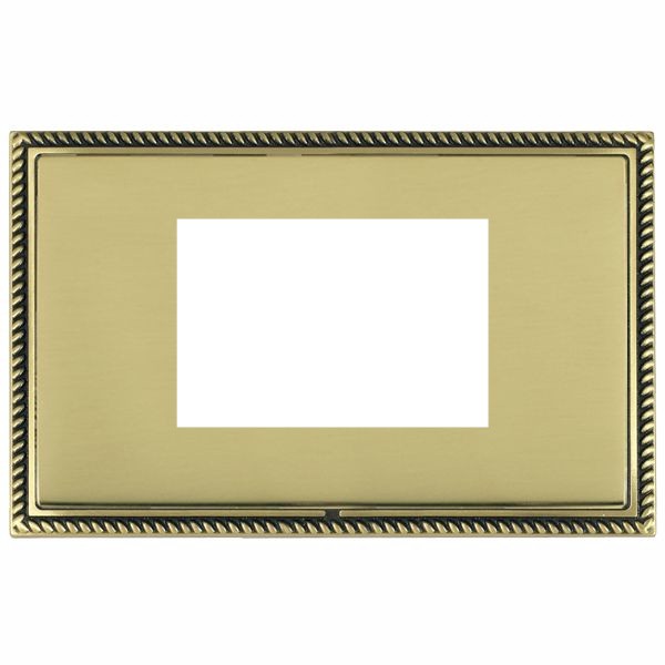 Linea-Georgian CFX EuroFix Antique Brass Frame/Polished Brass Front Double Plate complete with 3 EuroFix Apertures 75x50mm and Grid