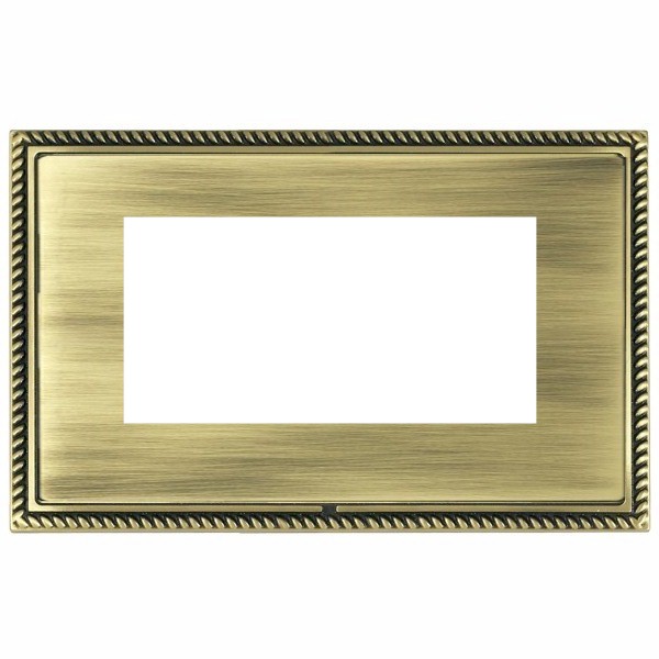 Linea-Georgian CFX EuroFix Antique Brass Frame/Antique Brass Front Double Plate complete with 4 EuroFix Apertures 100x50mm and Grid