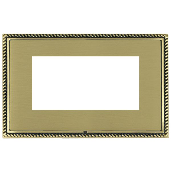 Linea-Georgian CFX EuroFix Antique Brass Frame/Satin Brass Front Double Plate complete with 4 EuroFix Apertures 100x50mm and Grid