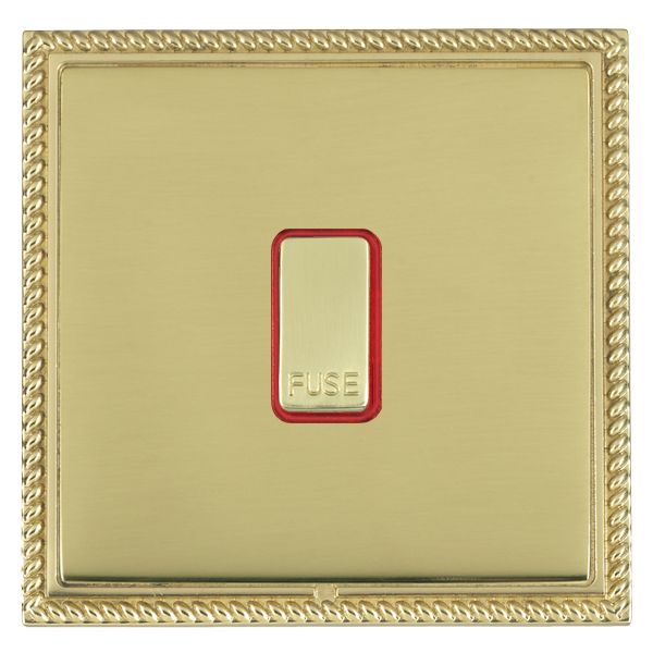 Linea-Georgian CFX Polished Brass Frame/Polished Brass Front 1 gang 13A Fuse with Neon Halo Polished Brass/Red