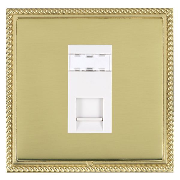 Linea-Georgian CFX Polished Brass Frame/Polished Brass Front 1 gang RJ12 Outlet – Unshielded White