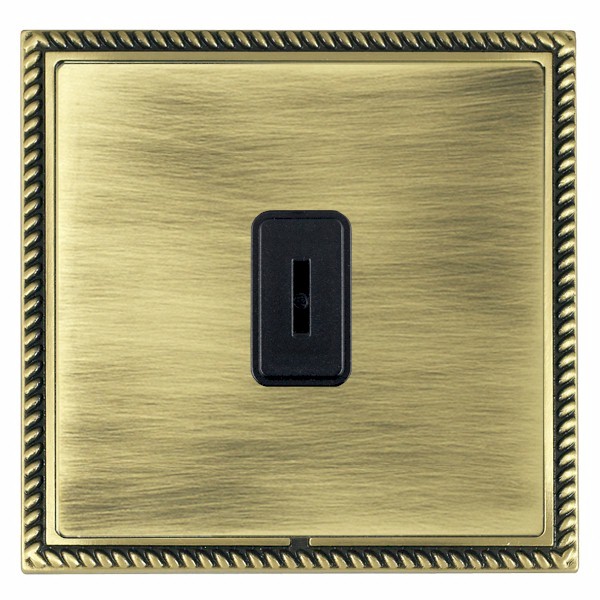 Linea-Georgian CFX Antique Brass Frame/Antique Brass Front 1 gang 20AX 2 Way Key Switch Black