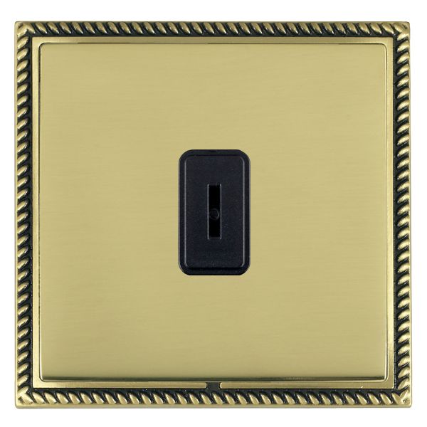 Linea-Georgian CFX Antique Brass Frame/Polished Brass Front 1 gang 20AX 2 Way Key Switch Black