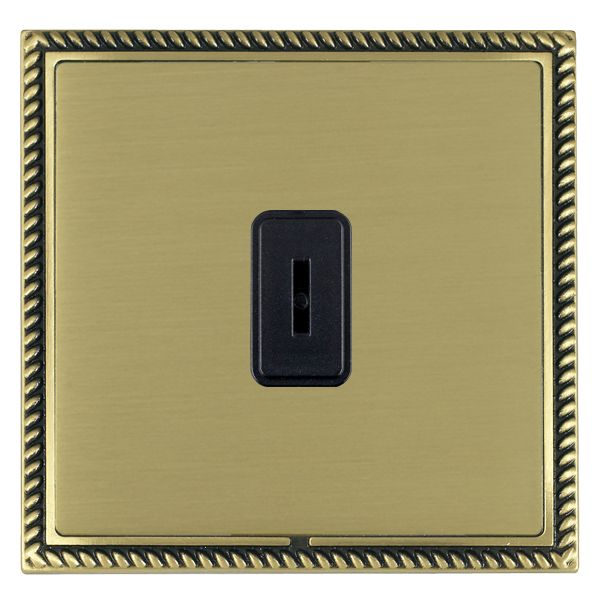 Linea-Georgian CFX Antique Brass Frame/Satin Brass Front 1 gang 20AX 2 Way Key Switch Black