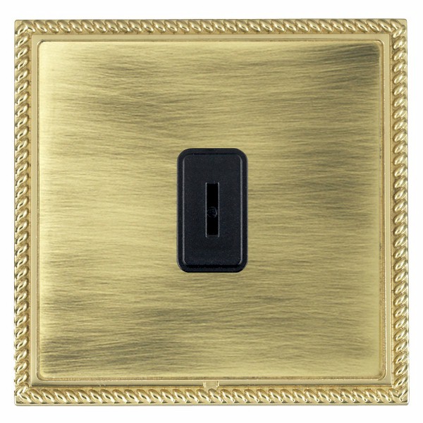 Linea-Georgian CFX Polished Brass Frame/Antique Brass Front 1 gang 20AX 2 Way Key Switch Black