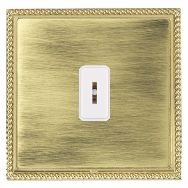 Linea-Georgian CFX Polished Brass Frame/Antique Brass Front 1 gang 20AX 2 Way Key Switch White