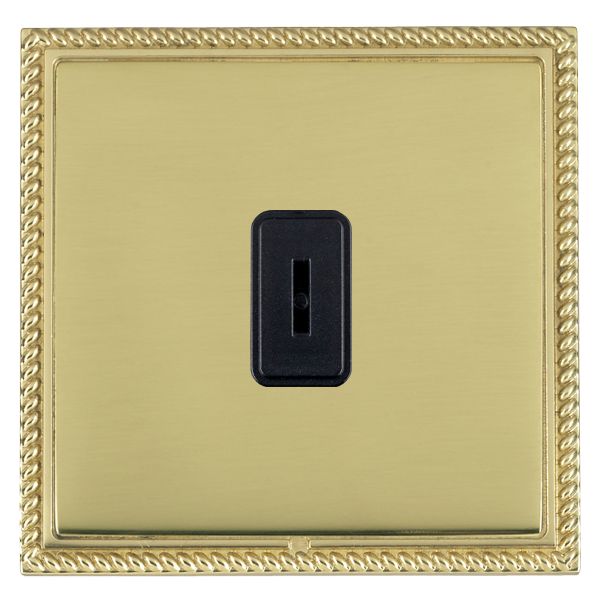 Linea-Georgian CFX Polished Brass Frame/Polished Brass Front 1 gang 20AX 2 Way Key Switch Black