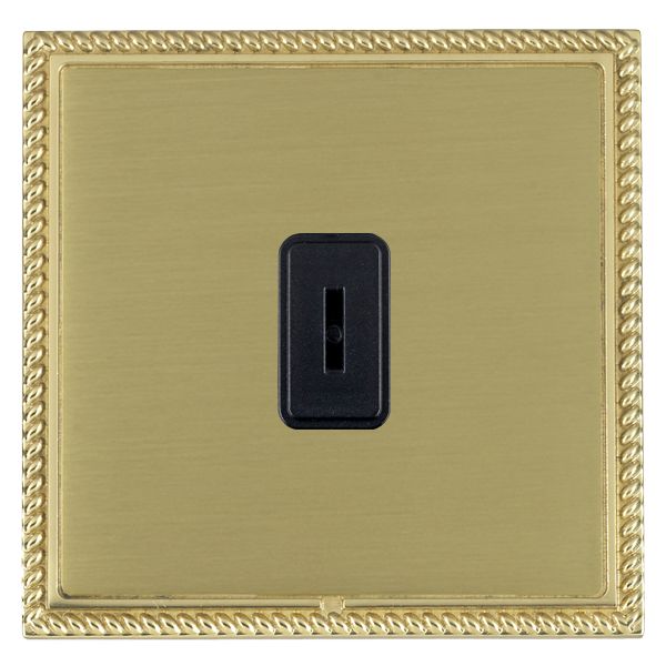 Linea-Georgian CFX Polished Brass Frame/Satin Brass Front 1 gang 20AX 2 Way Key Switch Black