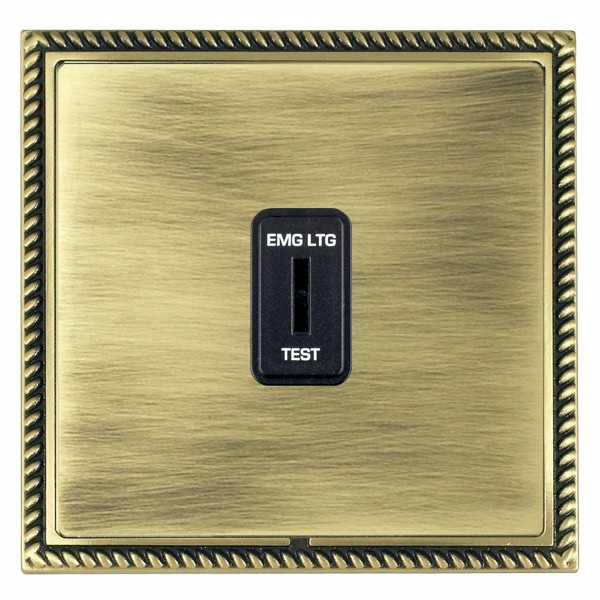 Linea-Georgian CFX Antique Brass Frame/Antique Brass Front 1 gang 20AX 2 Way Key switch EMG LTG TEST Black