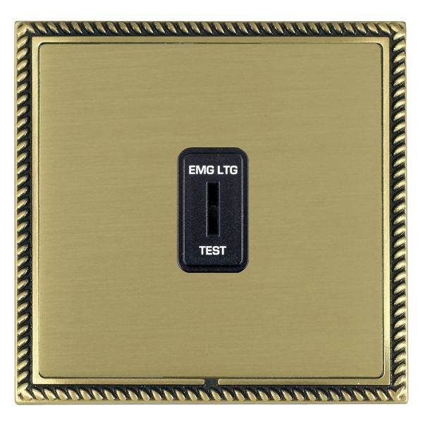Linea-Georgian CFX Antique Brass Frame/Satin Brass Front 1 gang 20AX 2 Way Key switch EMG LTG TEST Black