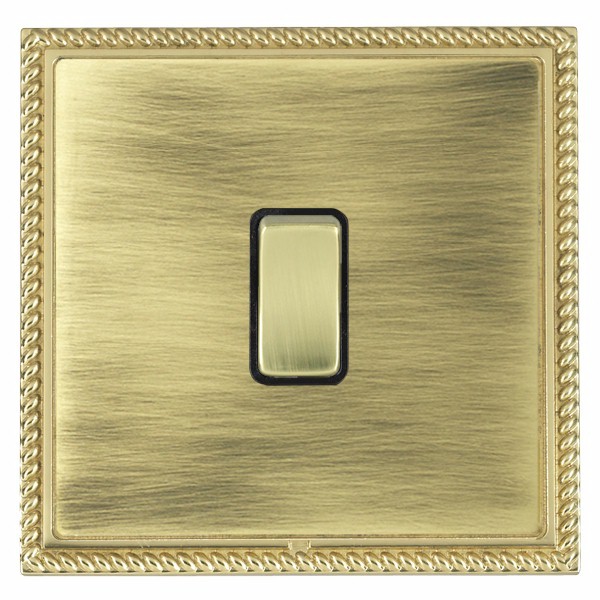 Linea-Georgian CFX Polished Brass Frame/Antique Brass Front 1 gang 10AX 2 Way Rocker Polished Brass/Black