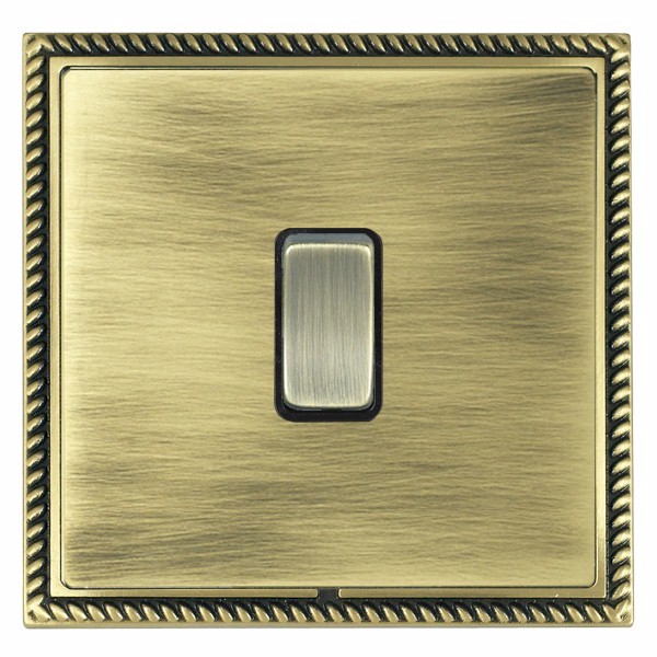 Linea-Georgian CFX Antique Brass Frame/Antique Brass Front 1 gang 10AX Push To Make/Push to Break Retractive Rocker Antique Brass/Black