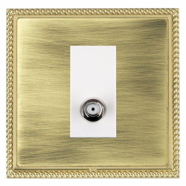 Linea-Georgian CFX Polished Brass Frame/Antique Brass Front 1 gang Isolated Satellite White