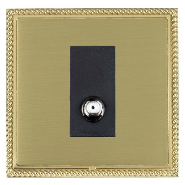 Linea-Georgian CFX Polished Brass Frame/Satin Brass Front 1 gang Isolated Satellite Black