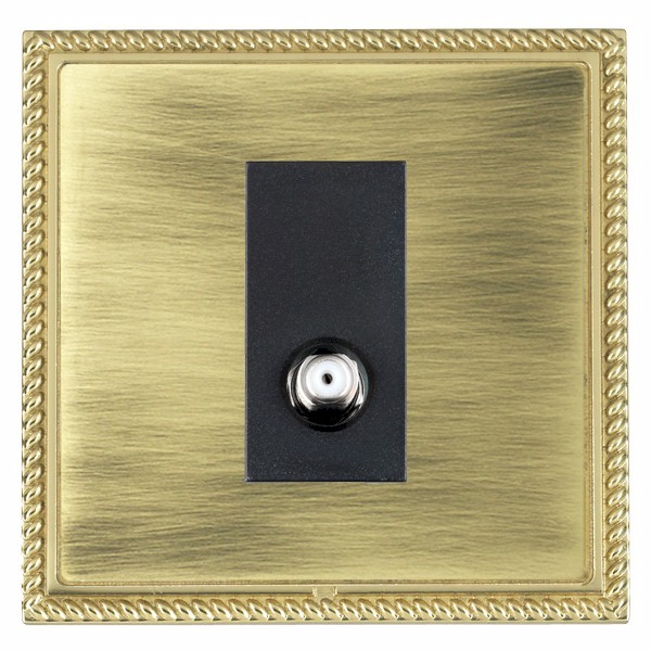 Linea-Georgian CFX Polished Brass Frame/Antique Brass Front 1 gang Non-Isolated Satellite Black
