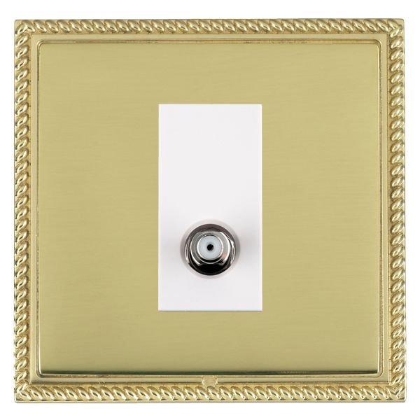 Linea-Georgian CFX Polished Brass Frame/Polished Brass Front 1 gang Non-Isolated Satellite White