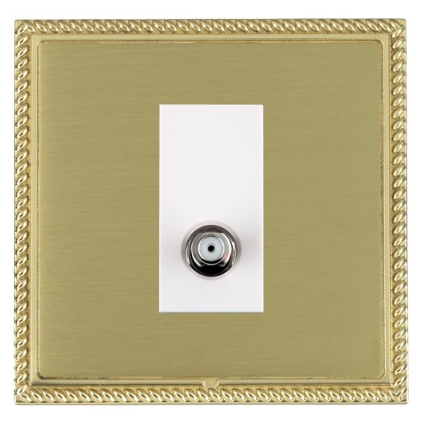 Linea-Georgian CFX Polished Brass Frame/Satin Brass Front 1 gang Non-Isolated Satellite White