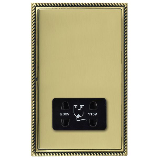 Linea-Georgian CFX Antique Brass Frame/Polished Brass Front Shaver Dual Voltage Unswitched Socket (Vertically Mounted) Black