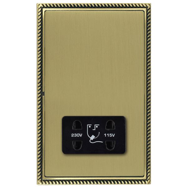 Linea-Georgian CFX Antique Brass Frame/Satin Brass Front Shaver Dual Voltage Unswitched Socket (Vertically Mounted) Black