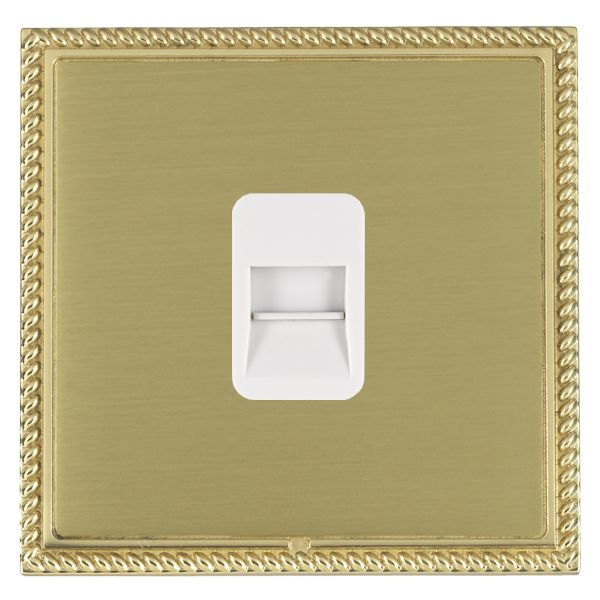 Linea-Georgian CFX Polished Brass Frame/Satin Brass Front 1 gang Telephone Master White