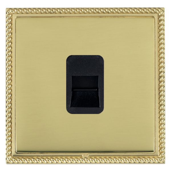 Linea-Georgian CFX Polished Brass Frame/Polished Brass Front 1 gang Telephone Slave Black