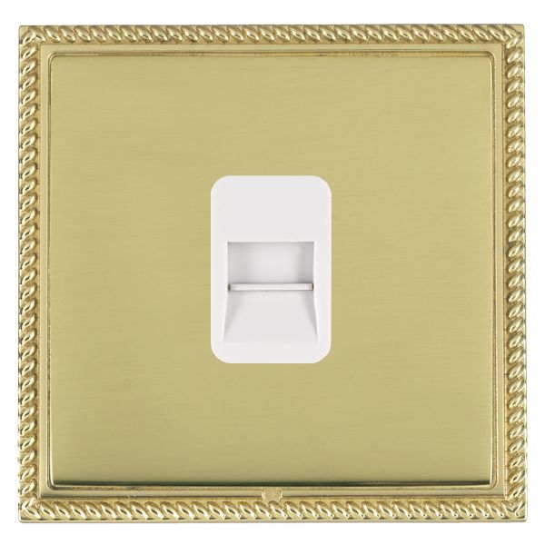 Linea-Georgian CFX Polished Brass Frame/Polished Brass Front 1 gang Telephone Slave White